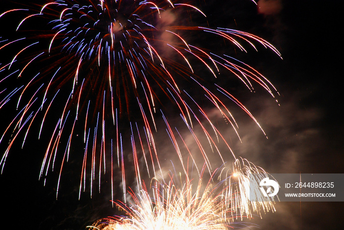 Fireworks show over the lake in Lake Tahoe, California.