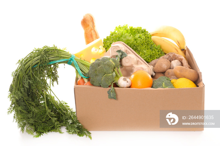 box with fruit and vegetable
