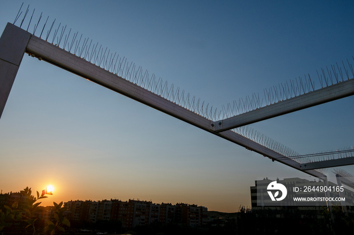 steel spikes on metal structures such as awnings, cornices and building elements for the control of pigeons and other birds