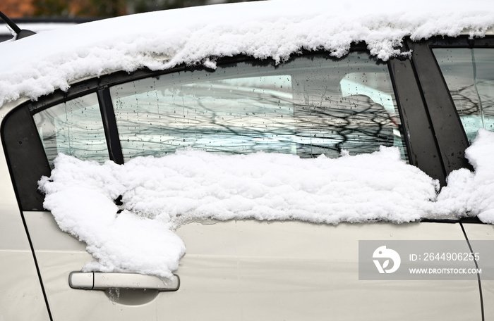 Snow on Car Window