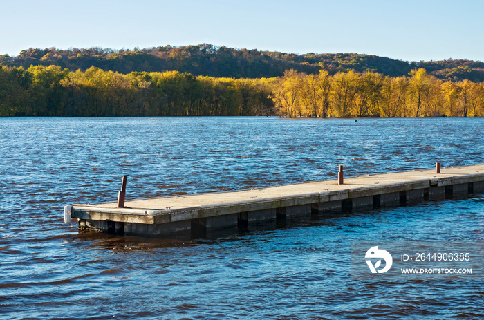 Pier Waters and Woodlands of Mississippi River in Prairie du Chien