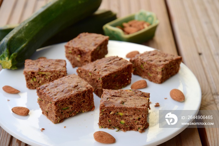 Gluten free almond chocolate zucchini brownies