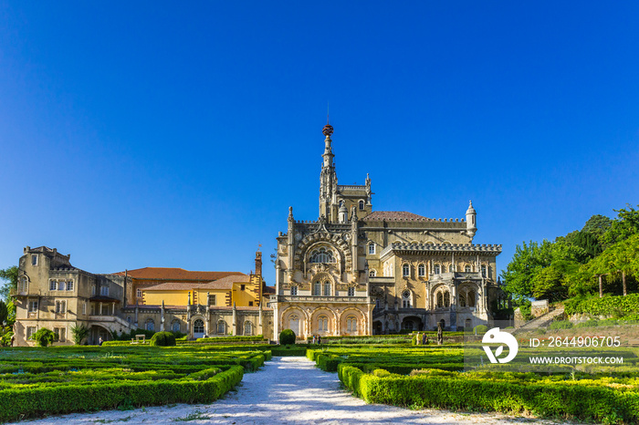 Bussaco palace located in the portuguese thermal region of Luso, worldwide known by it´s mineral waters. Palace in the woods in the protected forest of Bussaco