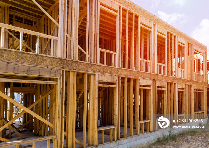 Wood Building frame at Multi-Family Housing Construction