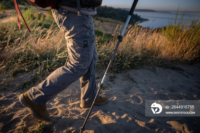 U.S. Army female soldier putting in the miles with an early morning hike in the NorthWest.