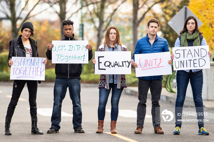 Group of people fighting for equality during demonstation