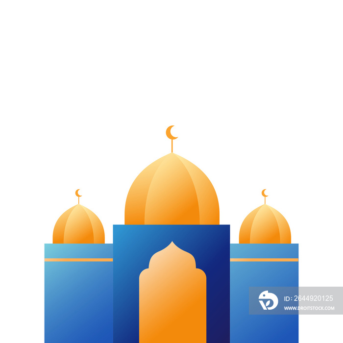 illustration of islamic mosque with moon and star decoration