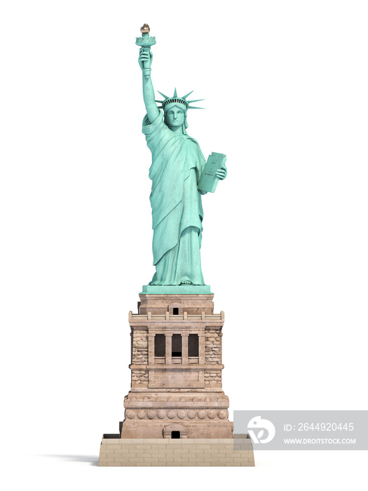 Statue of Liberty in New York City, USA  isolated on white.