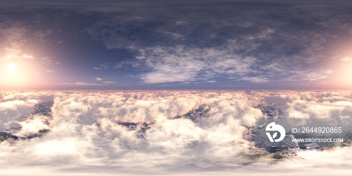 Panorama of clouds, HDRI, environment map , Round panorama, spherical panorama, equidistant projection, panorama 360, flying above the clouds,sky above the clouds