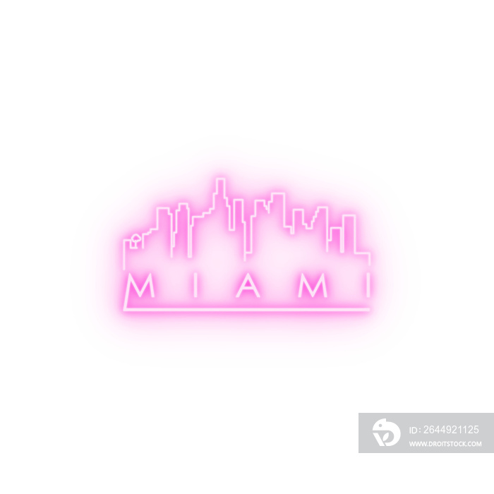 Miami City Line Silhouette Typographic Design neon icon