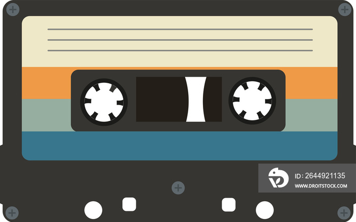 Isolated transparent background illustration template of a retro 1990s cassette tape