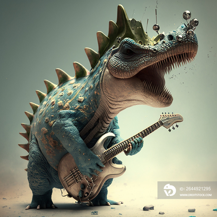 iguana with guitar