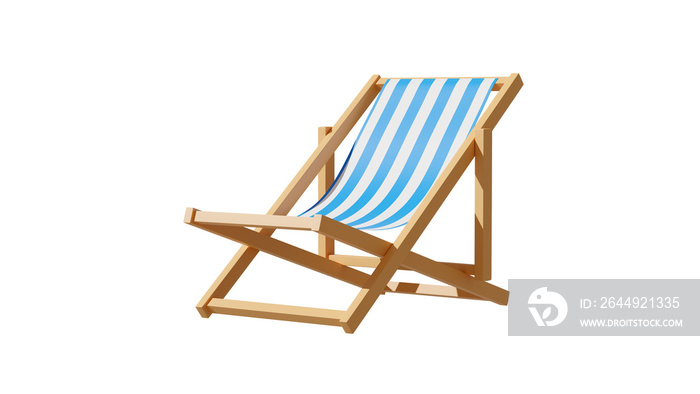 Deck Chair In Minimal Concept Summer Theme, PNG transparent background, ready for use, Beach set 3D , 3D Rendering