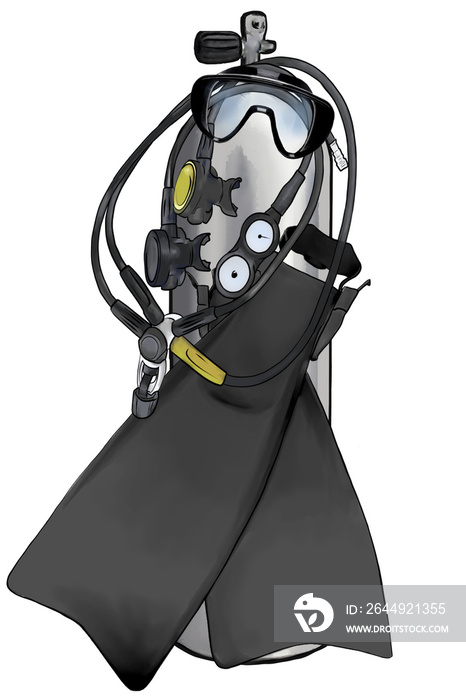 Scuba diving equipment illustration