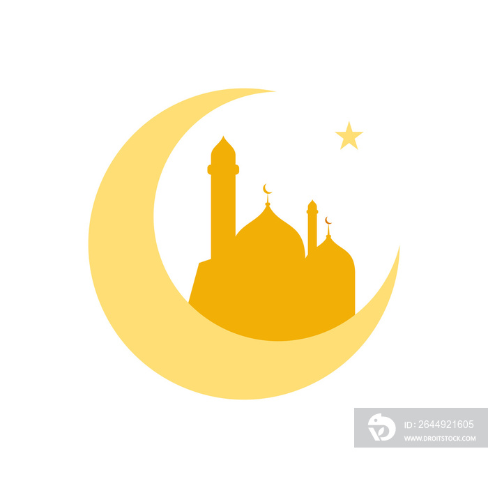 moon and mosque islamic symbol for design element