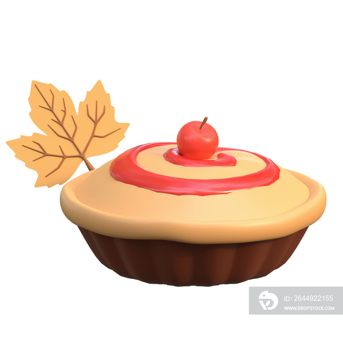 cherry pie cake thanksgiving day 3d icon illustration