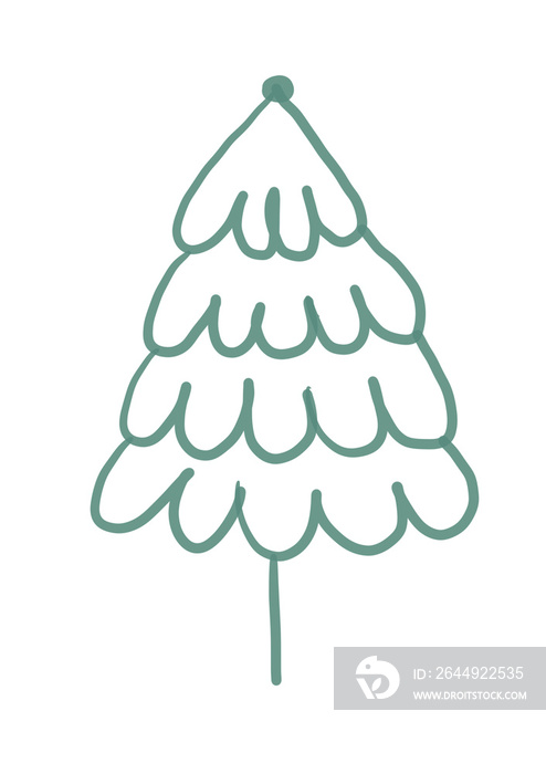 Christmas tree pine line drawing