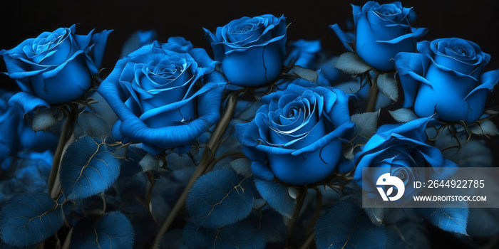 Background of blue roses closeup