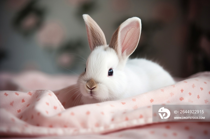 cute bunny on blanket