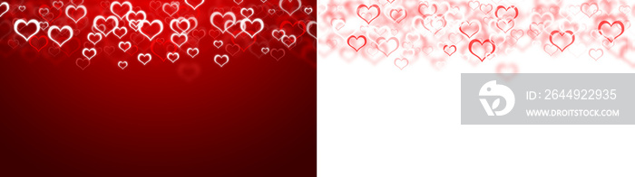 red background with love heart fall for valentine transparent gradient background