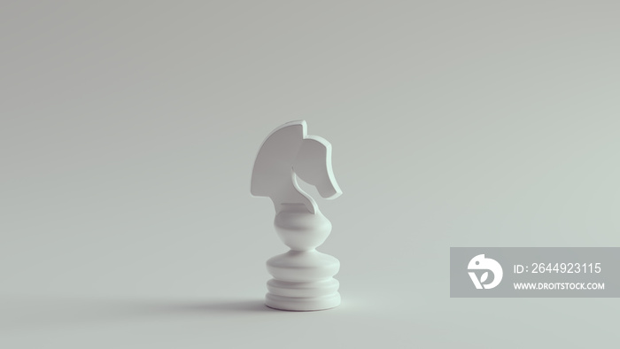 White Chess Knight Piece 3d illustration rendering