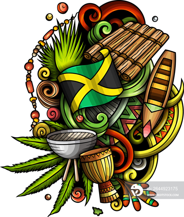 Jamaica detailed cartoon illustration