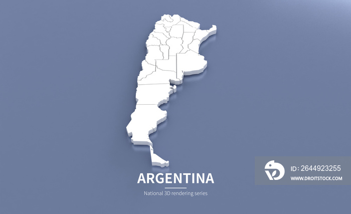 Argentina Map 3d. National map 3D rendering set in American continent.