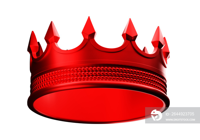 Royal red crown. Emperor’s crown visualization. Crown symbolizes VIP or Premium status. Concept element to signify premium subscription. Template for graphic design isolated on white. 3d image