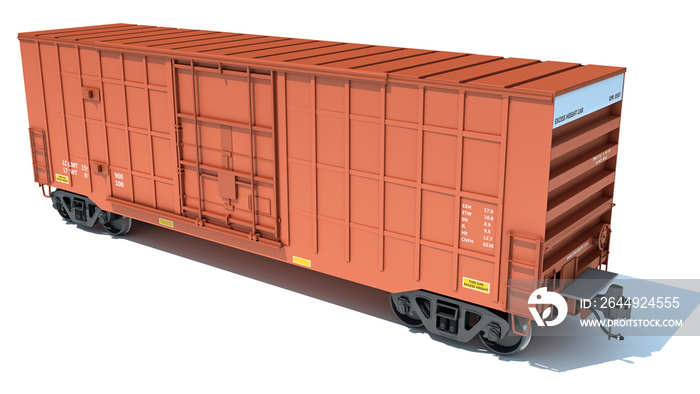 Railroad Box Car 3D rendering on white background