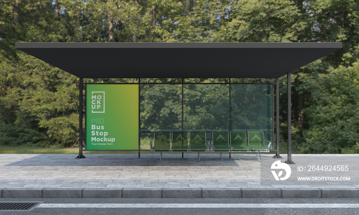 Bus Stop Billboard Advertising sign Mockup 3d Rendering