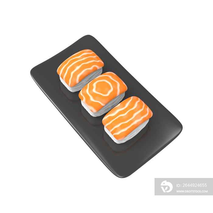 SALMON SUSHI 3D RENDER ISOLATED IMAGES