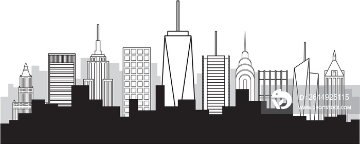 newyork city highrise skyline simplicity flat design.