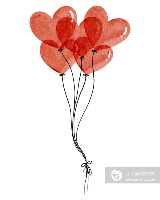 Watercolor heart balloon illustration