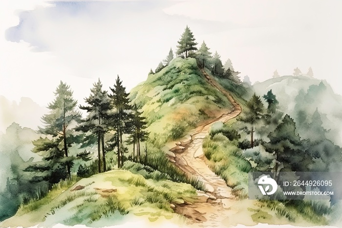 light watercolor of high mountains