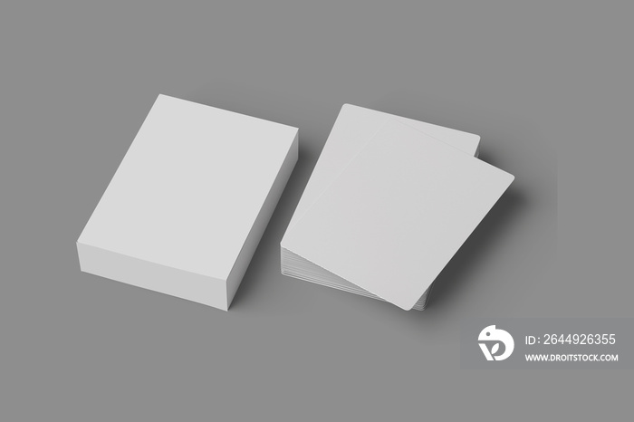 Empty blank Pack of Cards Mock up isolated on a grey background.3d rendering.