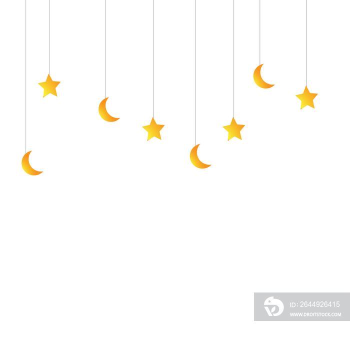 Seamless pattern with moon and stars. Night sky. for Ramadan and Eid background designs isolated with a transparent background