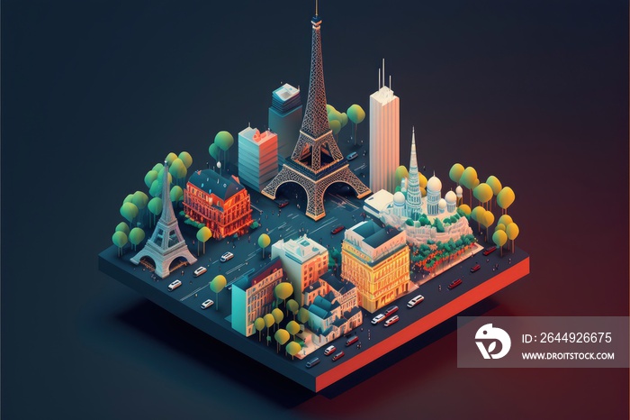 isometric Paris city