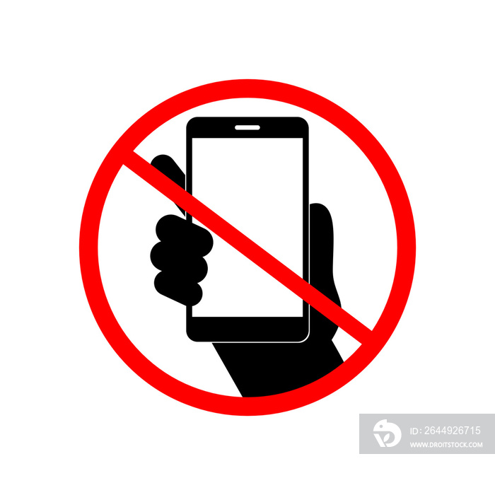 no mobile phone sign. Using mobile phone here is prohibited or forbidden icon sign. Don’t use smartphone here icon sign. Using mobile phone here is not allowed. PNG image.