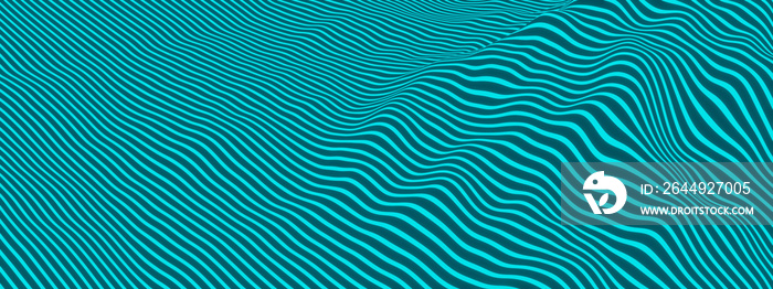 3D illustration. Blue topographic lines. Abstract mountain.