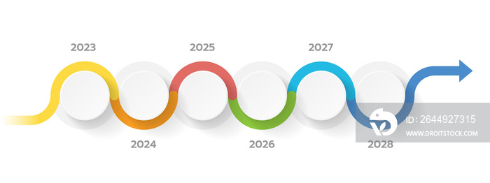 Infographic template for business. 6 Steps Modern Timeline diagram with progress circle topics, presentation vector infographic with PNG transparent background.