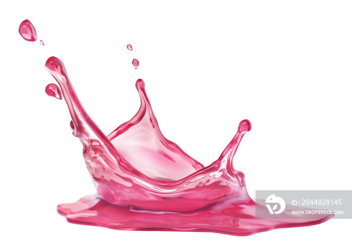 Splash of cherry juice isolated on a white background. 3d illustration