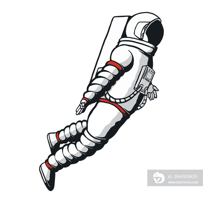 Realistic illustration of a floating astronaut. illustrated in cartoon style for futuristic and modern themes.