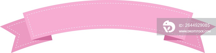 Pink ribbon banner, badge, label, title box, clip art, png isolated on transparent background.