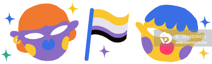 Pride banner with cartoon couple