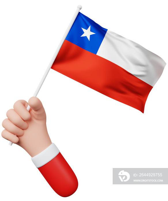 3d cartoon hand holding chile flag