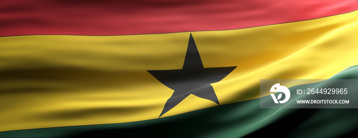 Ghana national flag waving texture background. 3d illustration