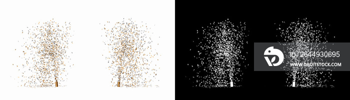 explosion de cotillons sur fond blanc - rendu 3D