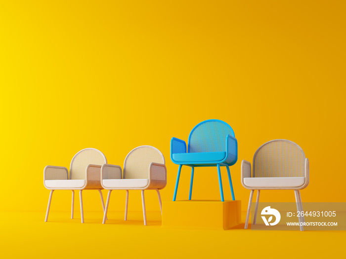 Job recruiting concept.winner chair.3d rendering