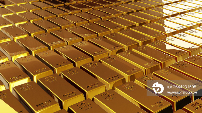 3d render of gold brick gold bar Financial concept, studio shots