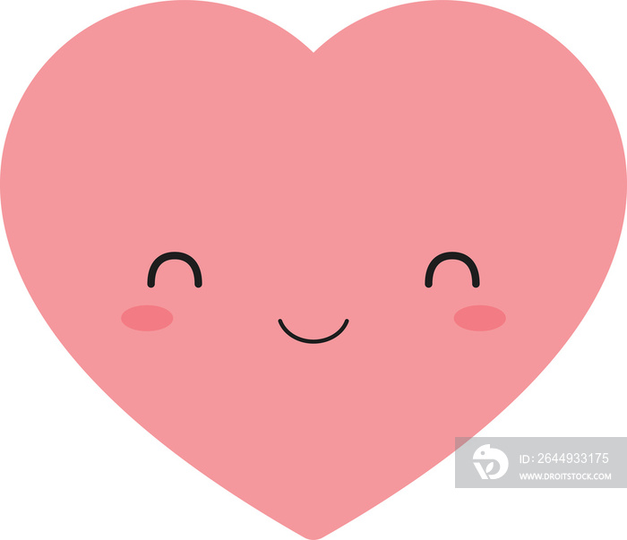 Cute pink heart icon. Flat design illustration.